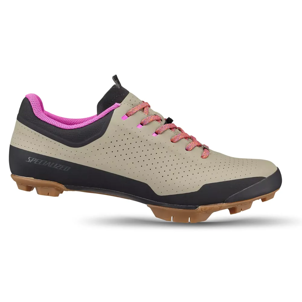 Image of Specialized Recon ADV Gravel Shoes Taupe/Dark Moss Green/Fiery Red/Purple Orchid