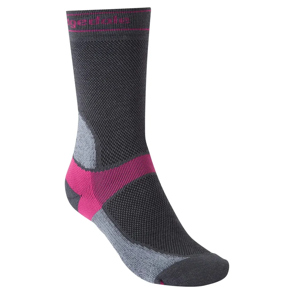 Image of Bridgedale Summer Weight T2 Coolmax Womens Sport MTB Socks Dark Grey/Pink