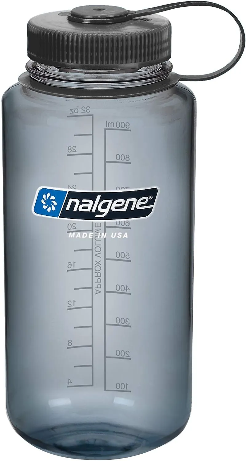 Nalgene Wide Mouth Sustain Tritan 50% Recycled 1L Bottle Grey/Black-4