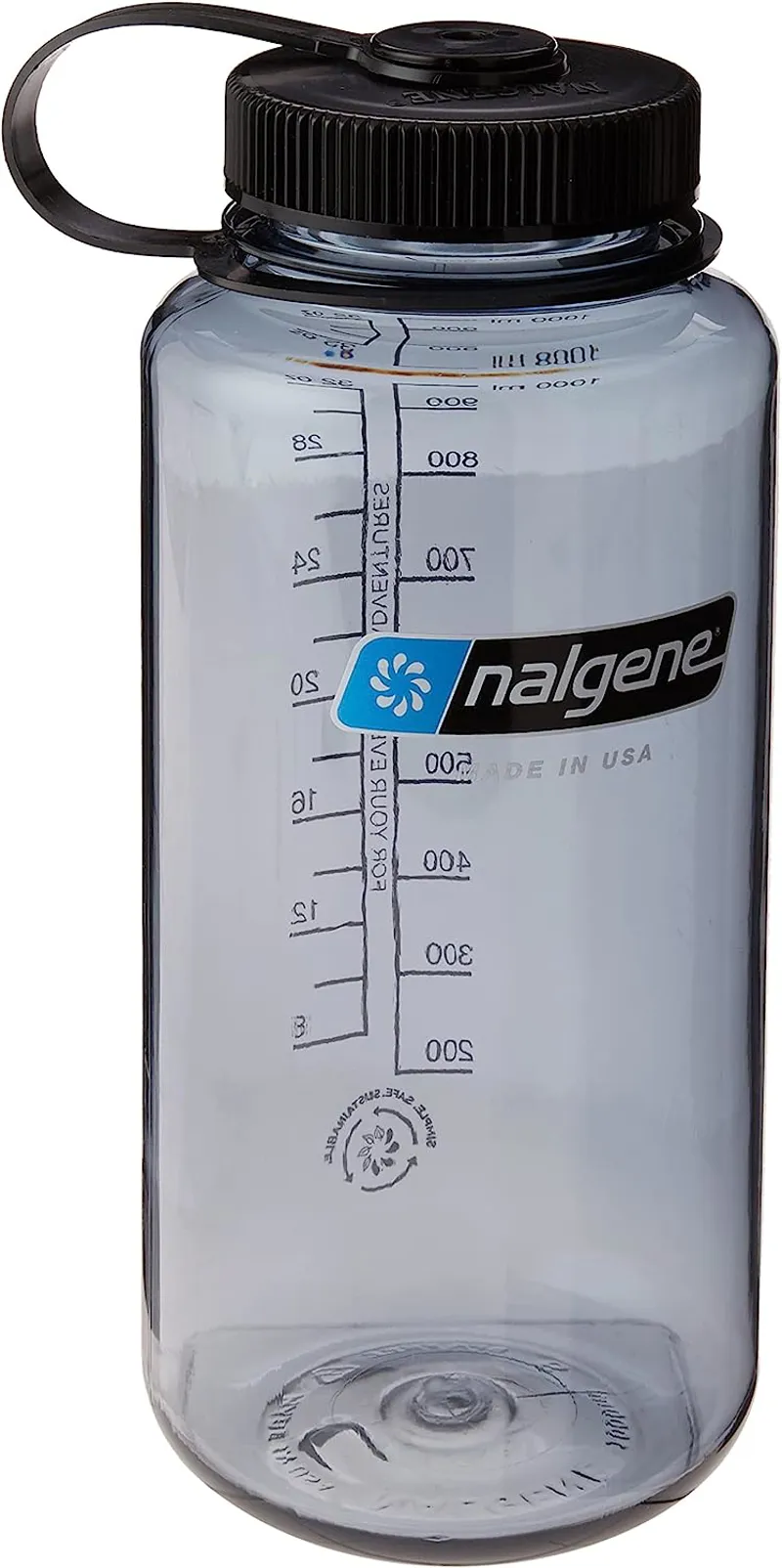 Nalgene Wide Mouth Sustain Tritan 50% Recycled 1L Bottle Grey/Black-5