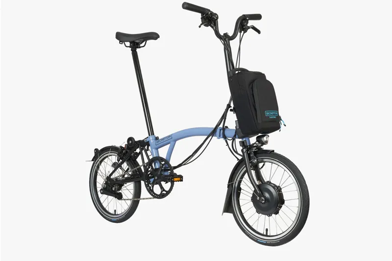 Brompton Electric C-Line Mid Bar Folding Bike 2023 Cloud Blue-1