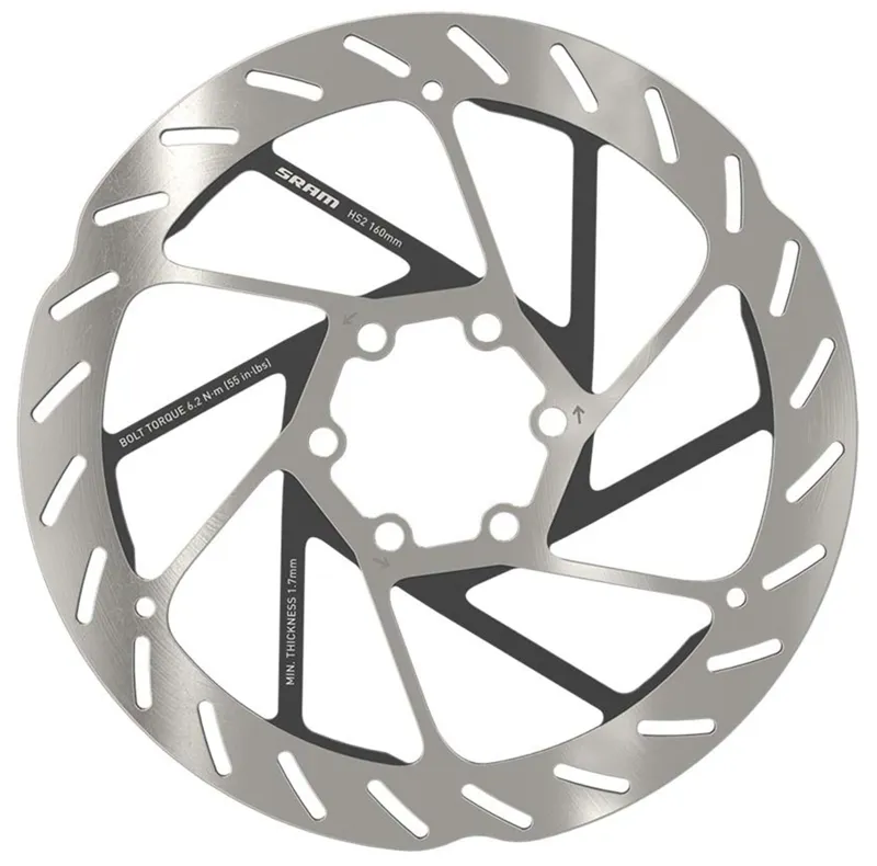 SRAM HS2 6 Bolt Disc Rotor includes Steel Bolts Rounded Silver-2
