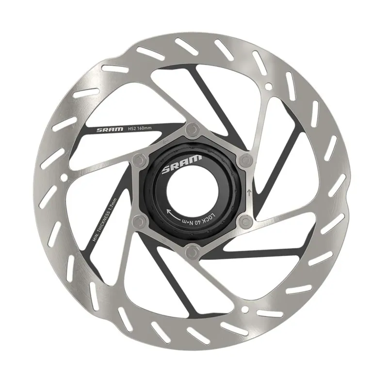 SRAM HS Centre Lock Disc Rotor Lockring Sold Separately Rounded 200mm Silver/Black-1