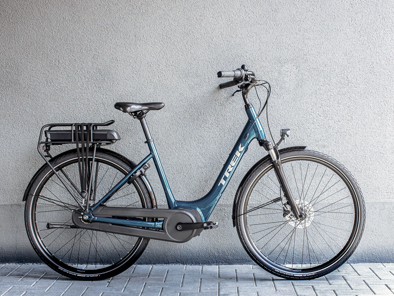 Trek District+ 1 Lowstep Electric Hybrid Bike 2023 Dark Aquatic-1