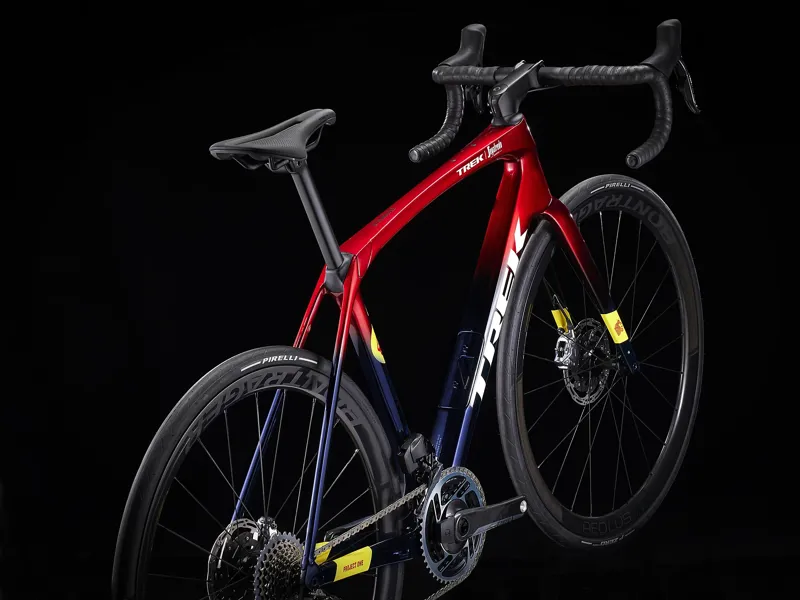 Trek Domane SLR 9 E tap Gen 4 Road Bike 2024 Team Replica Metalic Red Smoke/Blue Smoke Fade-2