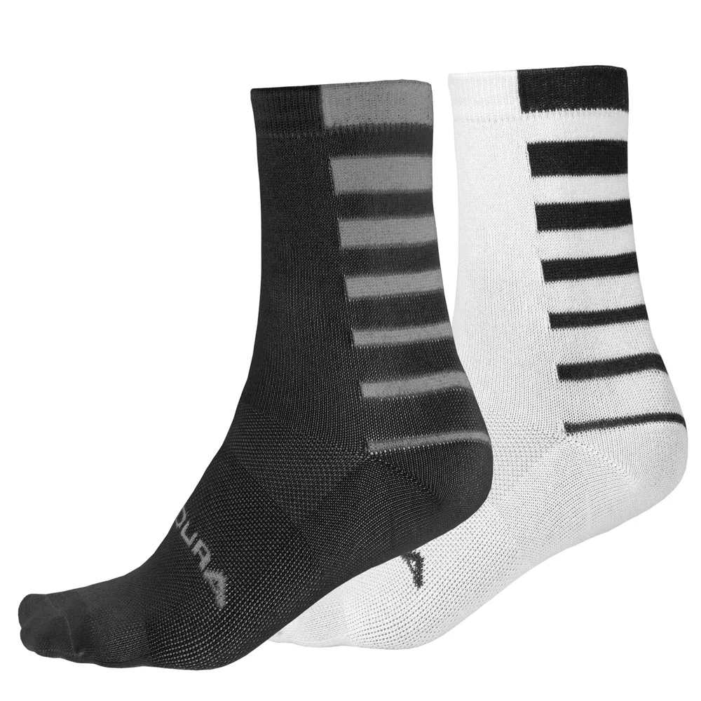 Endura Endura Coolmax Stripe Socks Twin Pack Black/White