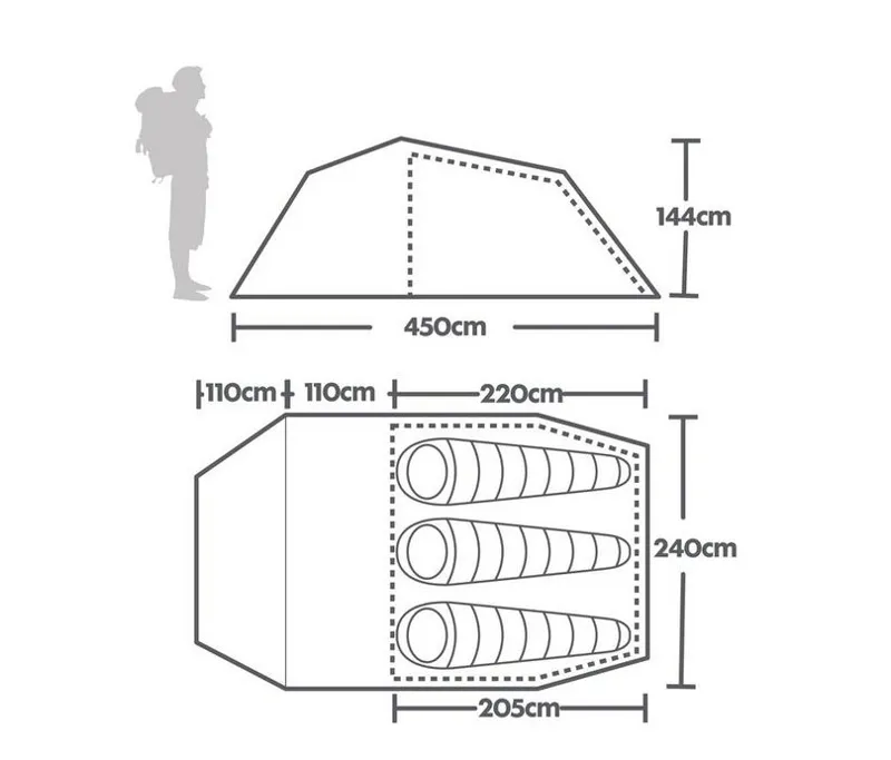 Eurohike Shadow 350 Nightfall 3 Person Tent-3