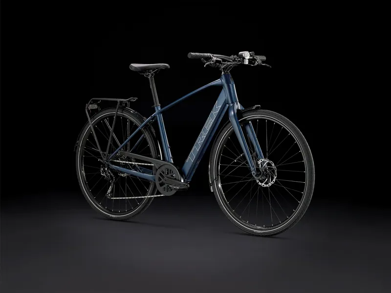 Trek FX+ 2 Electric Hyrbrid Bike 2023 Satin Mulsanne Blue-1