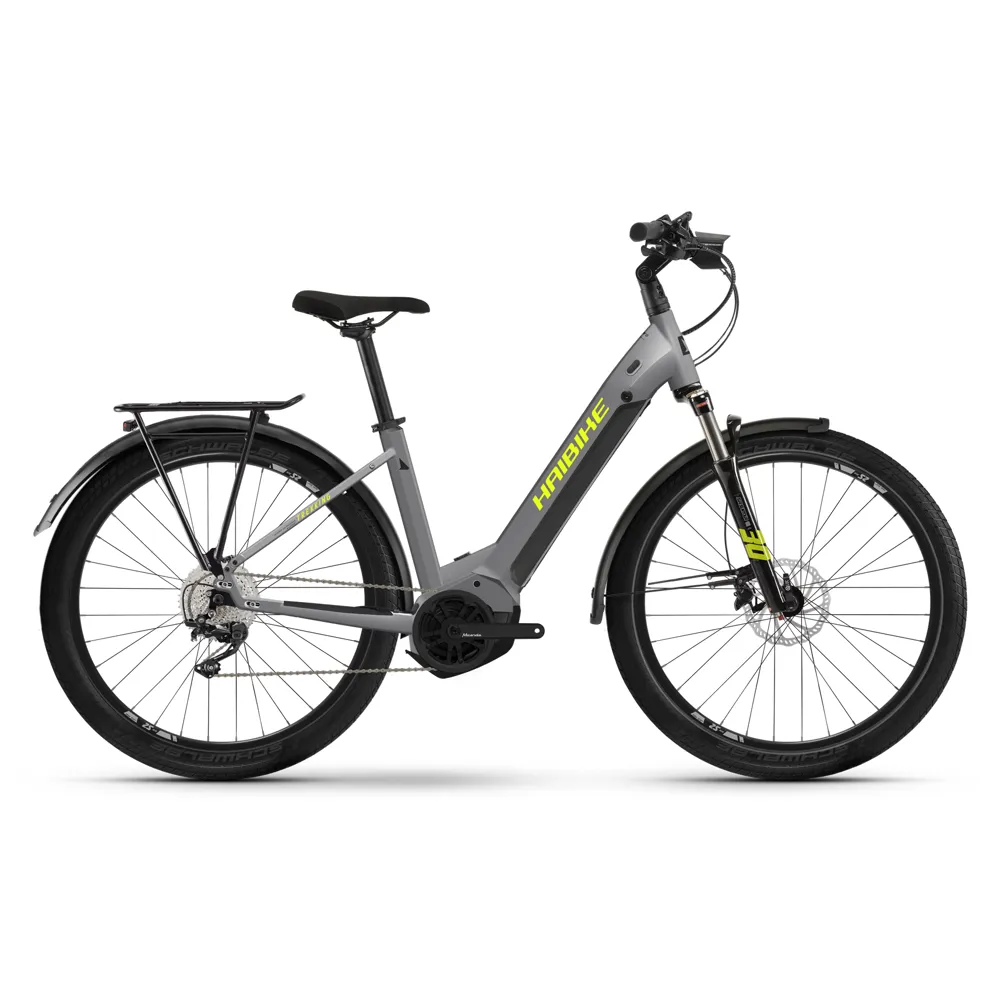 Image of Haibike Trekking 6 Low 630Wh Hybrid Electric Bike 2022 Gloss Grey/Yellow