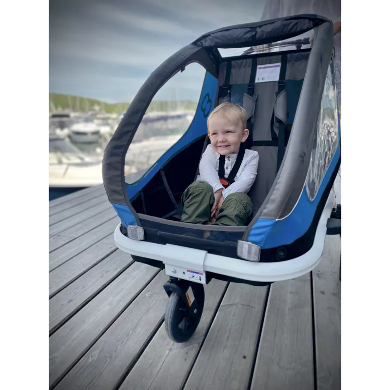 Hamax Traveller Child Bike Trailer: BLUE/GREY twin-2