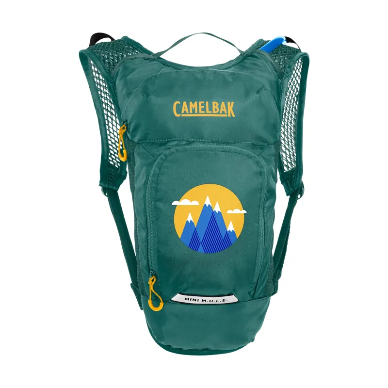CamelBak Kids' Mini M.U.L.E. Hydration Pack With 1.5L Reservoir: GREEN/ MOUNTAINS 3l-5