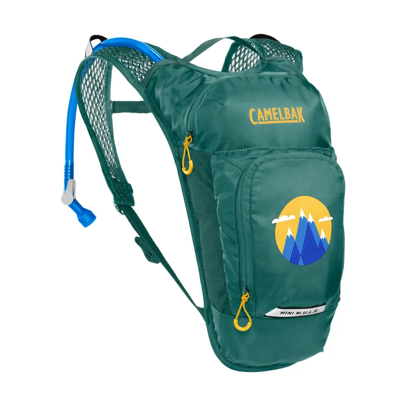 CamelBak Kids' Mini M.U.L.E. Hydration Pack With 1.5L Reservoir: GREEN/ MOUNTAINS 3l-3