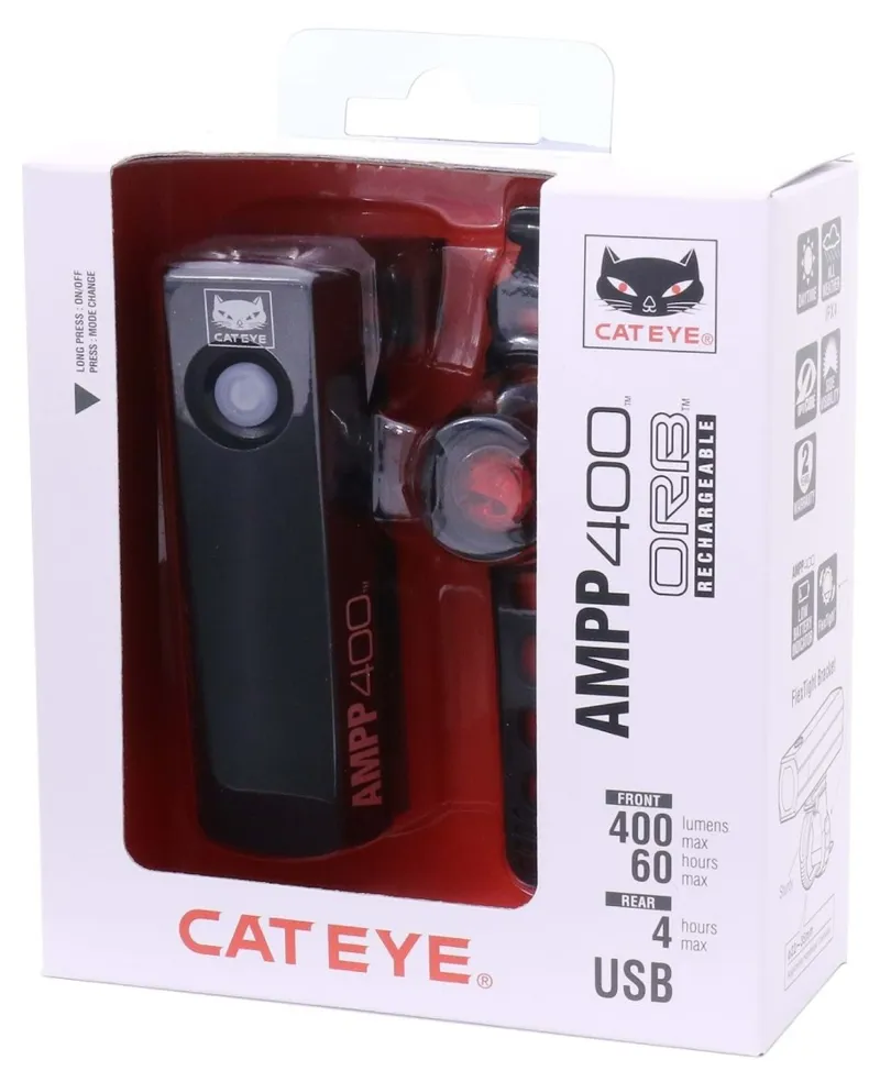 Cateye Ampp 400 / Orb Rechargable Light Set-1
