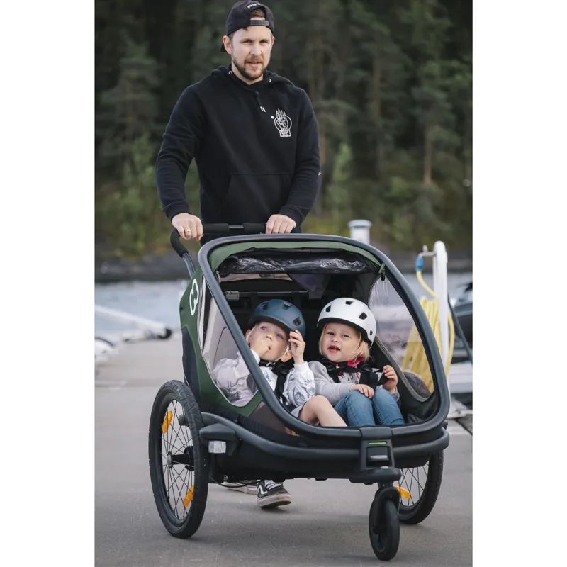Hamax Outback Child Bike TwinTrailer Green Black-5