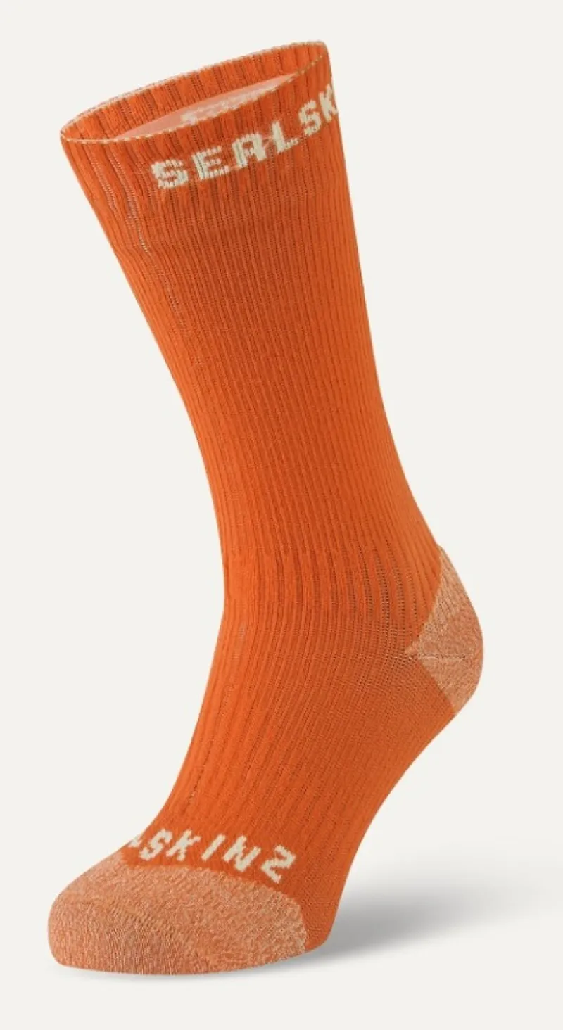 SealSkinz Briston Waterproof All Weather Mid Length Sock with Hydrostop Orange-1