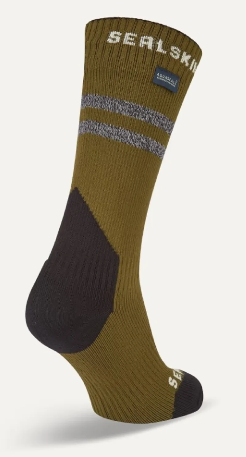 SealSkinz Runton Waterproof Cold Weather Mid Length Sock with Hydrostop Olive-1