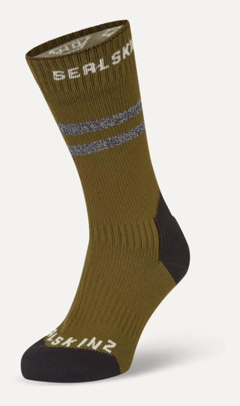 SealSkinz Runton Waterproof Cold Weather Mid Length Sock with Hydrostop Olive