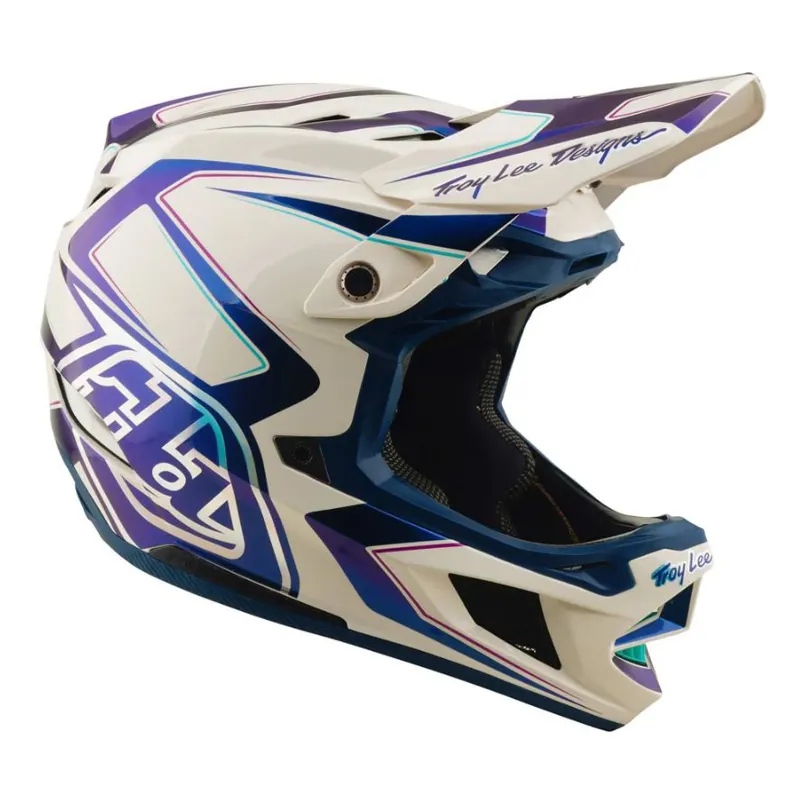 Troy Lee Designs D4 Composite Helmet Flared White / Indigo-6