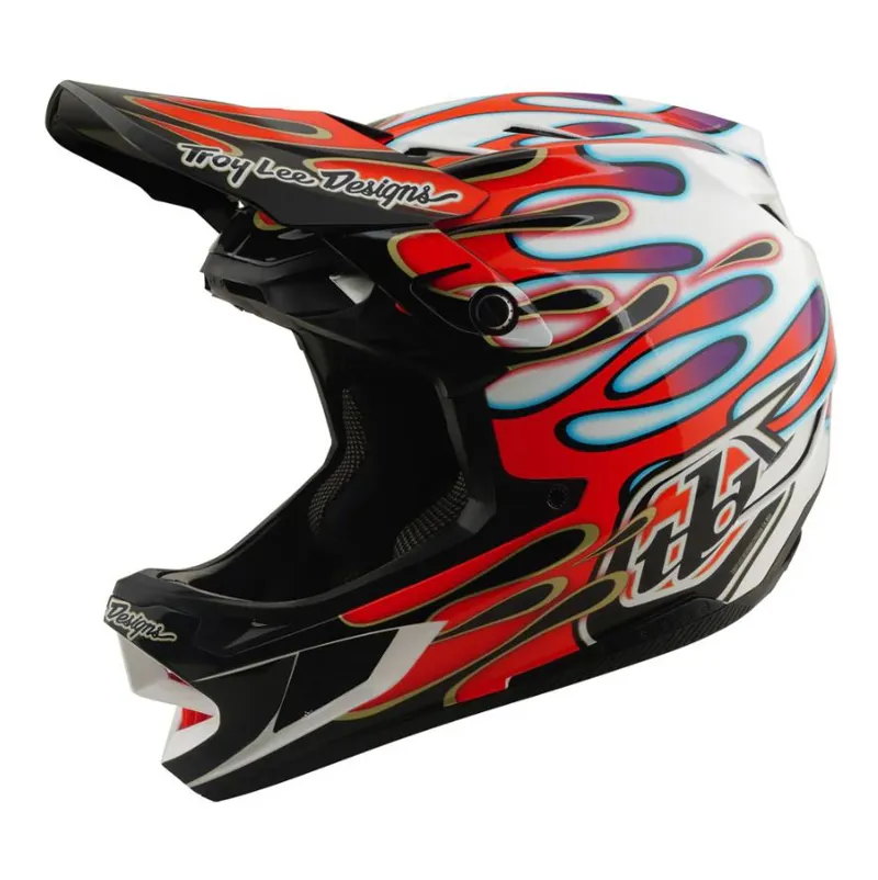 Troy Lee Designs D4 Composite Helmet Overspray White / Red