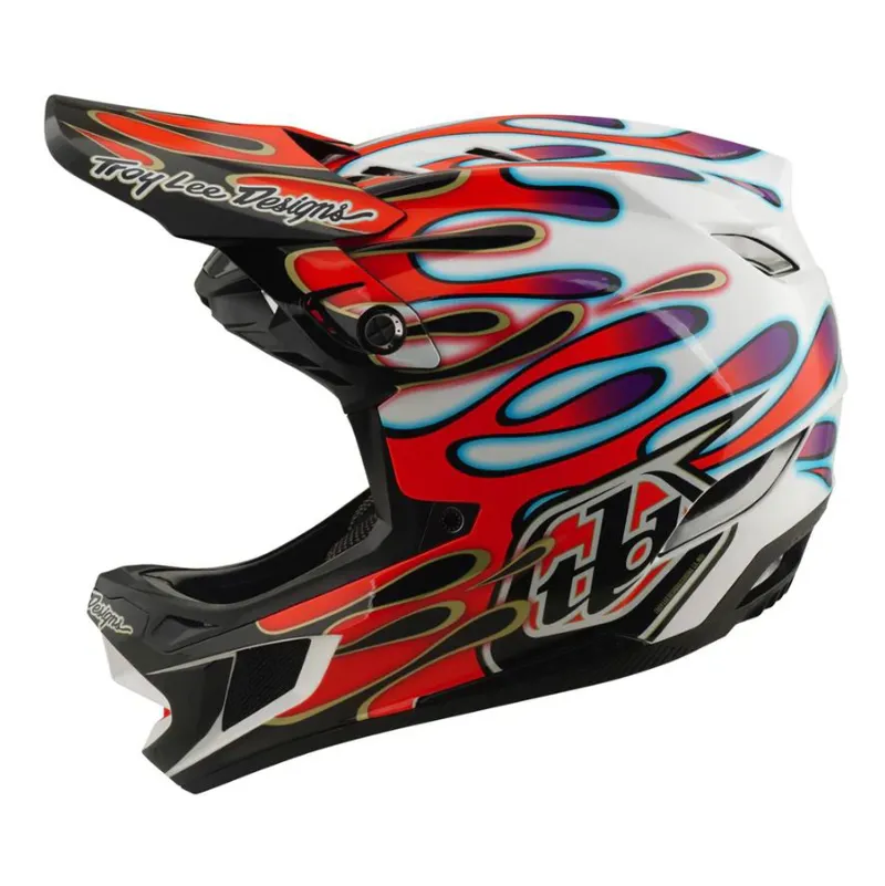 Troy Lee Designs D4 Composite Helmet Overspray White / Red-1