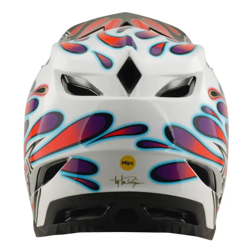 Troy Lee Designs D4 Composite Helmet Overspray White / Red-3