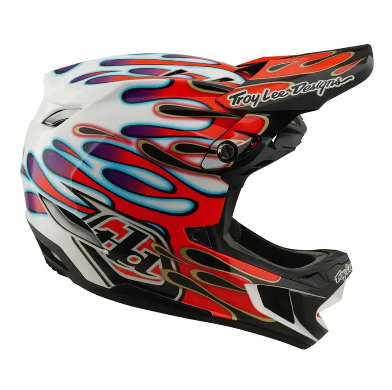 Troy Lee Designs D4 Composite Helmet Overspray White / Red-5