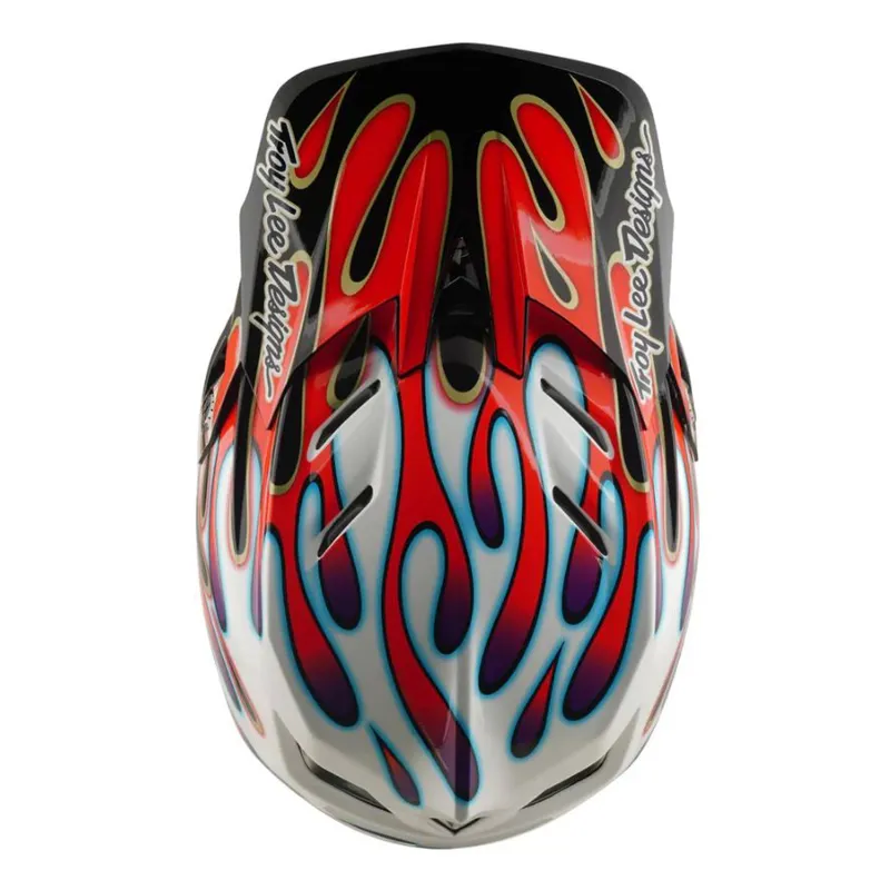 Troy Lee Designs D4 Composite Helmet Overspray White / Red-7
