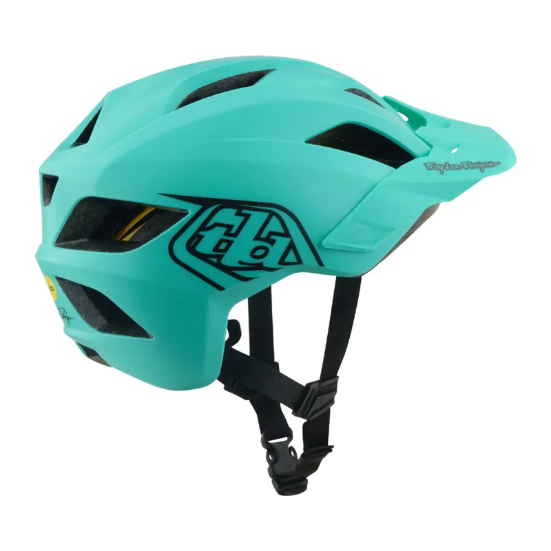 Troy Lee Designs Flowline Youth Helmet Point Charcoal/Real Teal-2