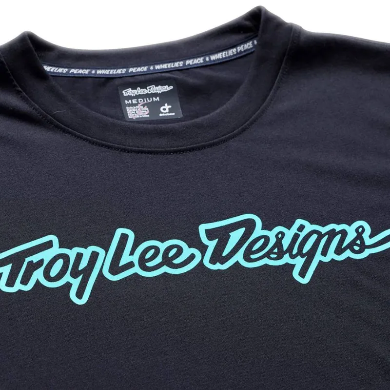 Troy Lee Designs Skyline Short Sleeve Ride Jersey Signature Black / Real Teal-2