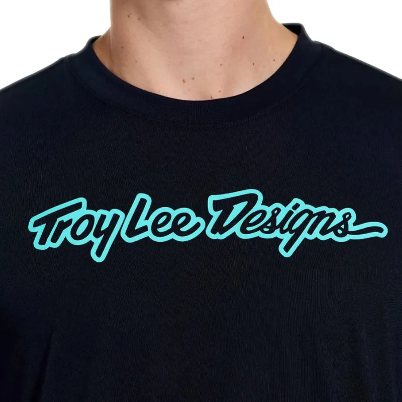 Troy Lee Designs Skyline Short Sleeve Ride Jersey Signature Black / Real Teal-5