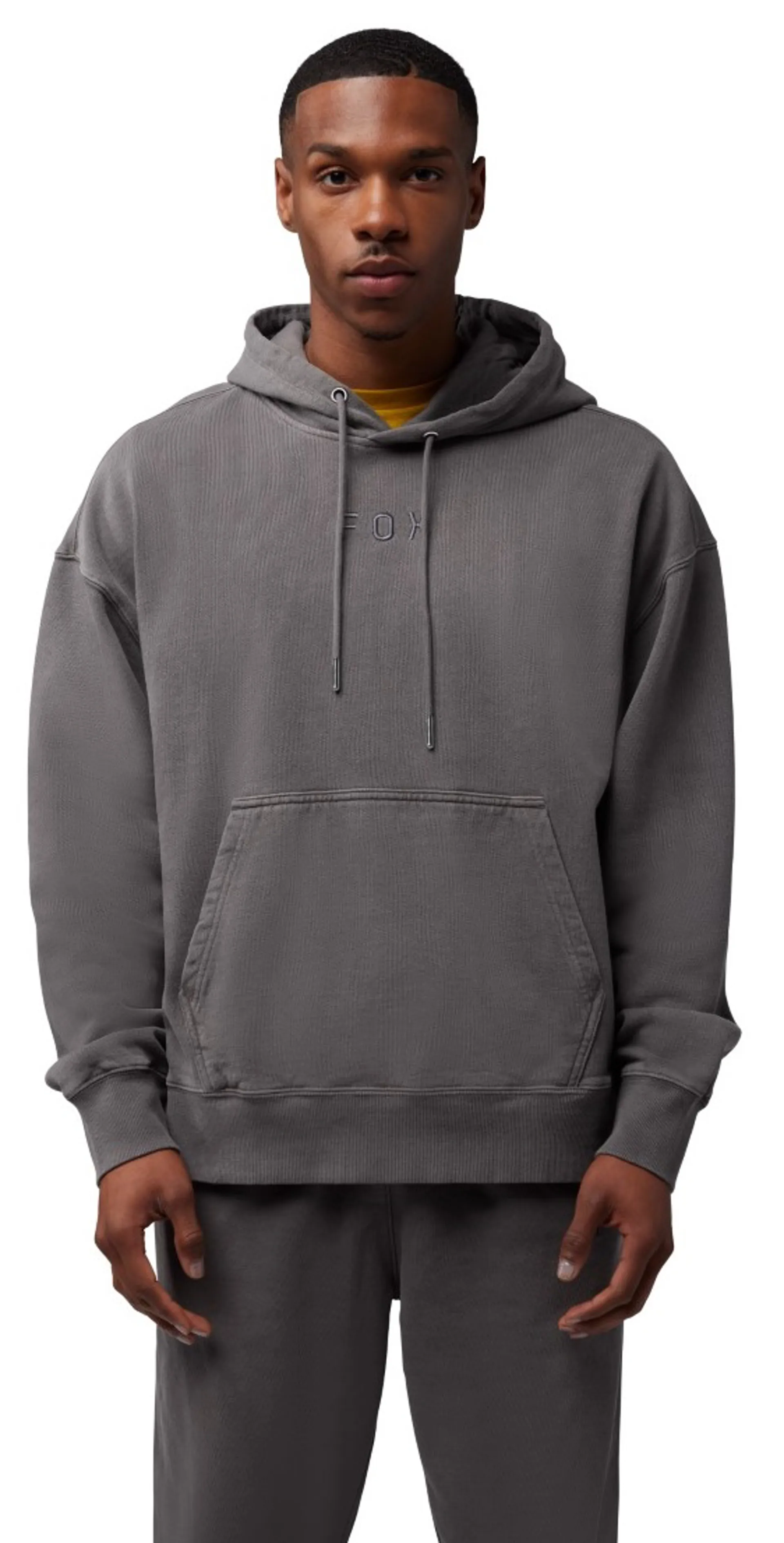 Fox Wordmark Oversized PO Fleece Hoodie Pewter