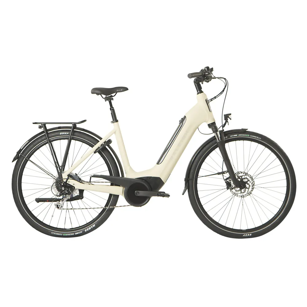 Raleigh Motus Grand Tour Step Through Electri Bike  Cream electric bike, photo from Leisure Lakes Bikes