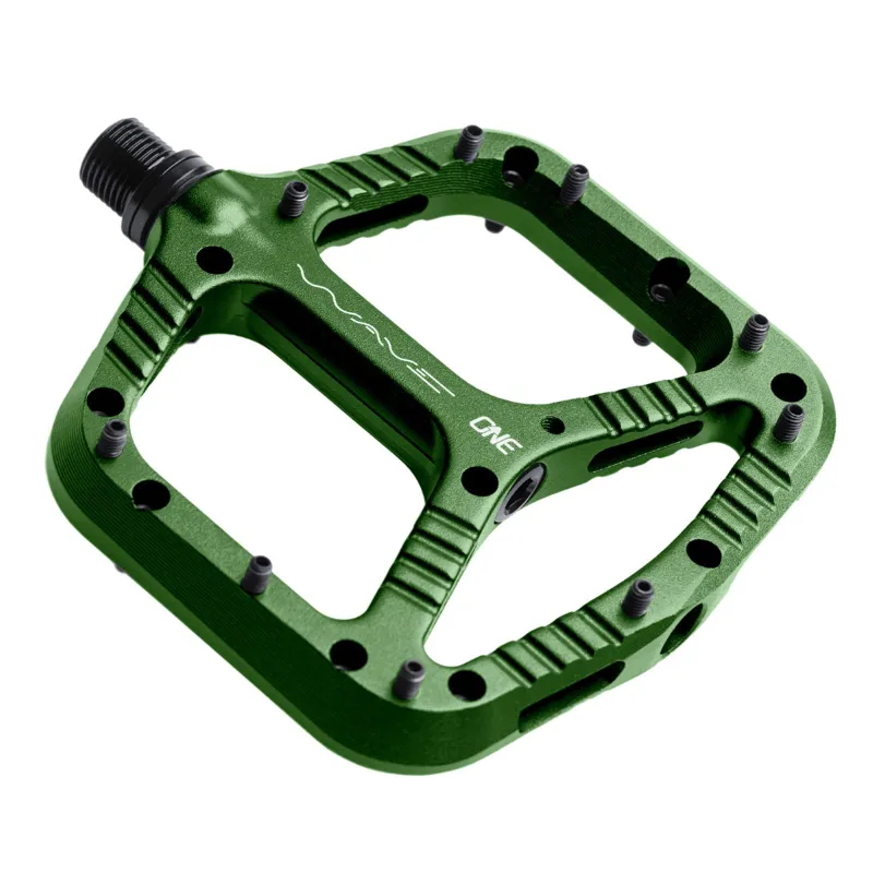 OneUp Components Wave MTB Flat Pedals 107mmx110mm Dark Green-1