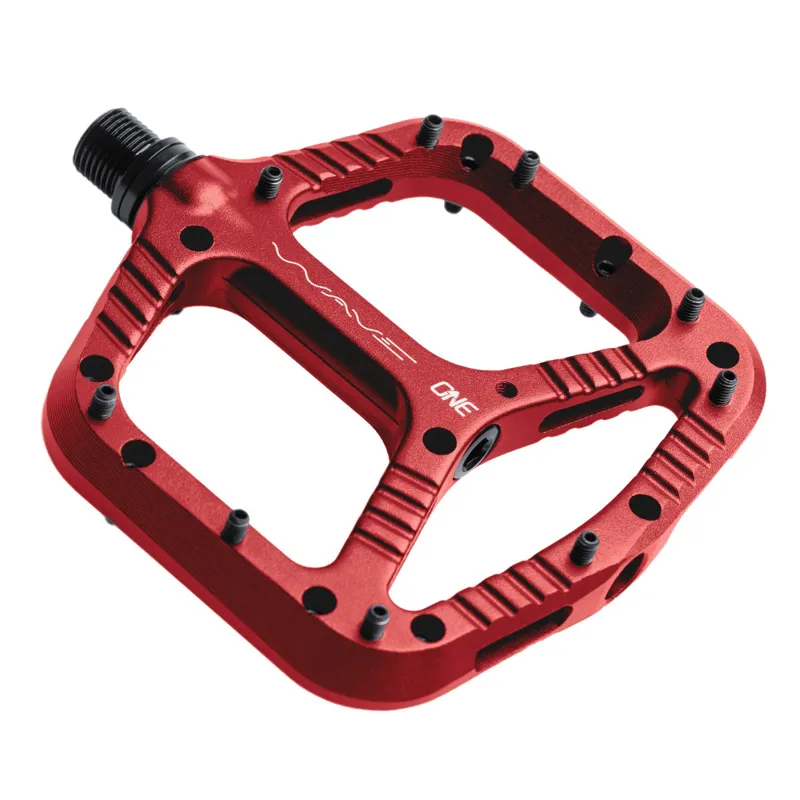 OneUp Components Wave MTB Flat Pedals 107mmx110mm Red-1