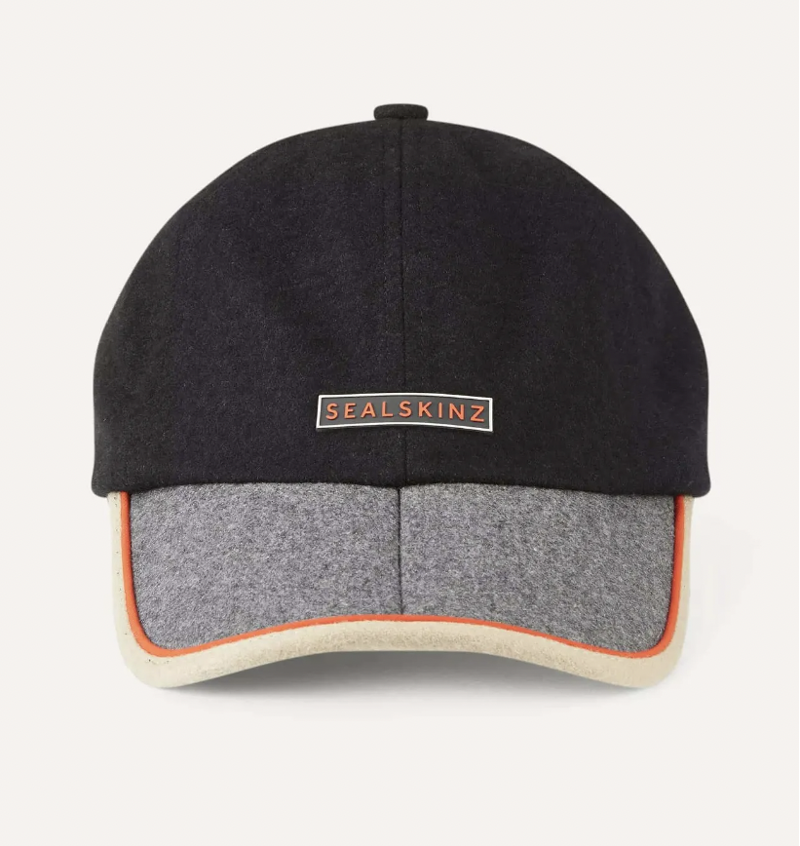 SealSkinz Brooke Waterproof Foldable Peak Wool Branded Cap One Size Black-1