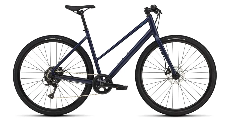 Specialized Sirrus X 1.0 Step-Through 2025 Hybrid Bike Satin Deep Marine / Grey Blue Reflective