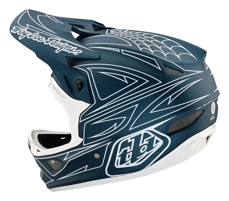 Troy Lee Designs D3 Fiberlite Full Face MTB Helmet SpiderStripe Blue -2