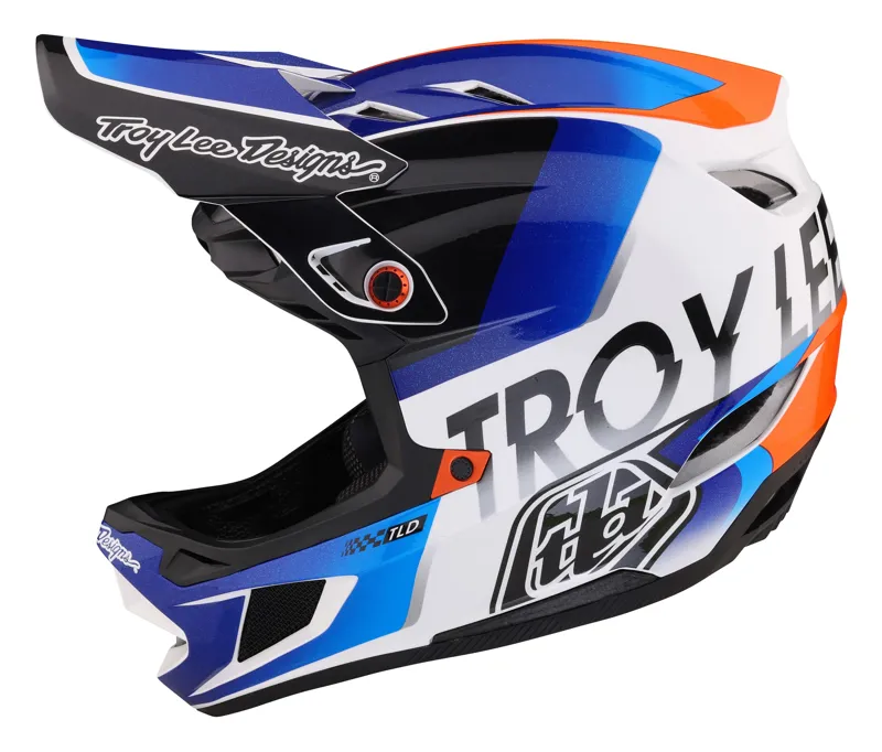 Troy Lee Designs D4 Composite Full Face MIPS MTB Helmet Qualifier White/Blue-1