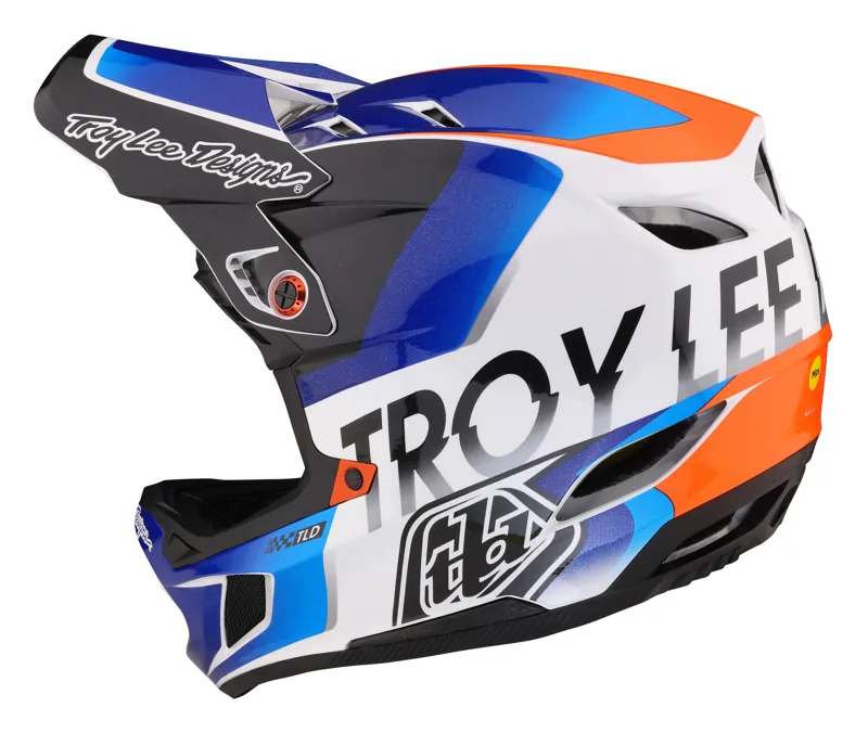 Troy Lee Designs D4 Composite Full Face MIPS MTB Helmet Qualifier White/Blue-2