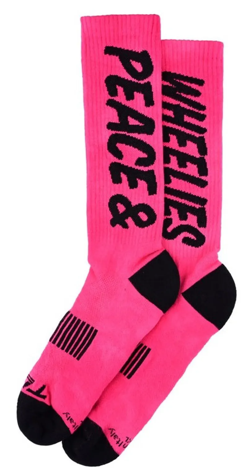 Troy Lee Designs Peace and Wheelies Performance MTB Socks Fuchsia