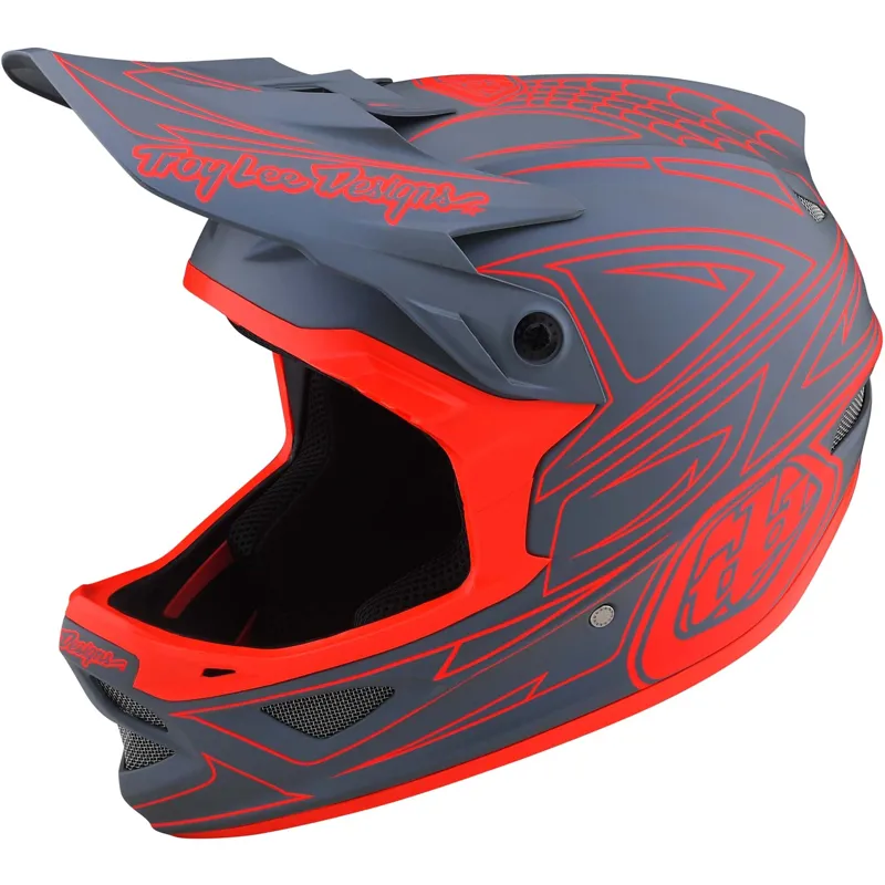 Troy Lee Designs D3 Fiberlite Full Face MTB Spiderstripe Grey/Red