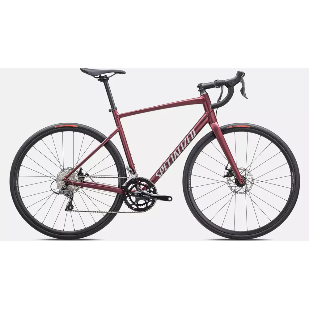 Specialized Specialized Allez E5 Disc Road Bike 2023 Satin Maroon/Silver Dust/Flo Red