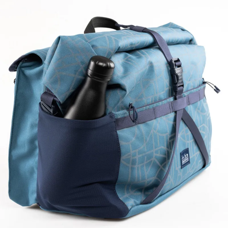 Brompton Bright Night Borough Large Roll Top Bag Blue Reflective-1
