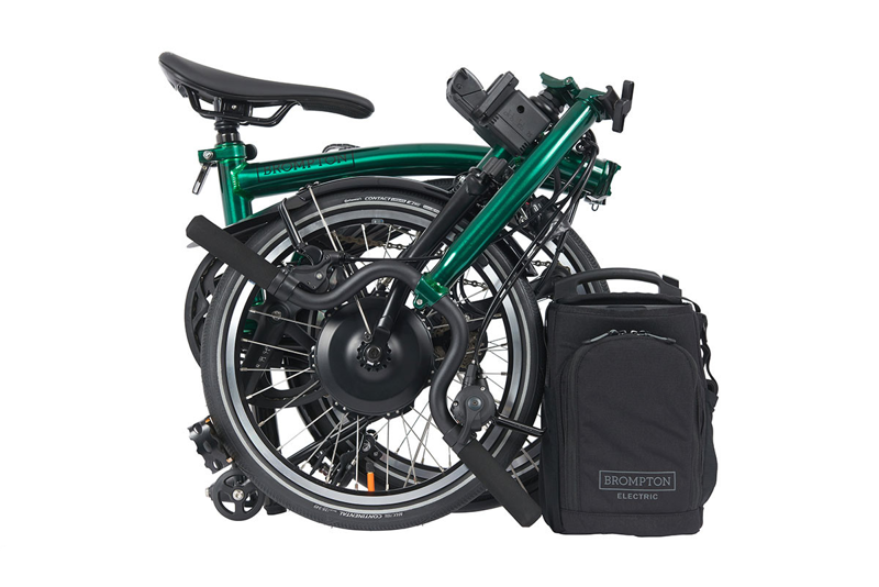 Brompton Electric P-Line Mid Bar Folding Bike 2023 Emerald Lacquer-3