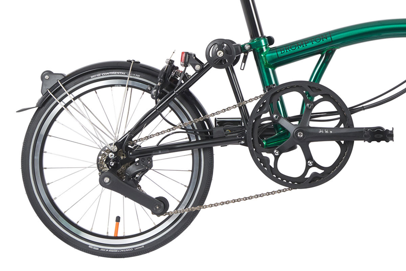 Brompton Electric P-Line Mid Bar Folding Bike 2023 Emerald Lacquer-4