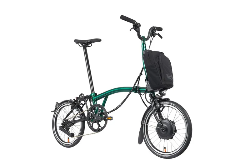 Brompton Electric P-Line Mid Bar Folding Bike 2023 Emerald Lacquer-1