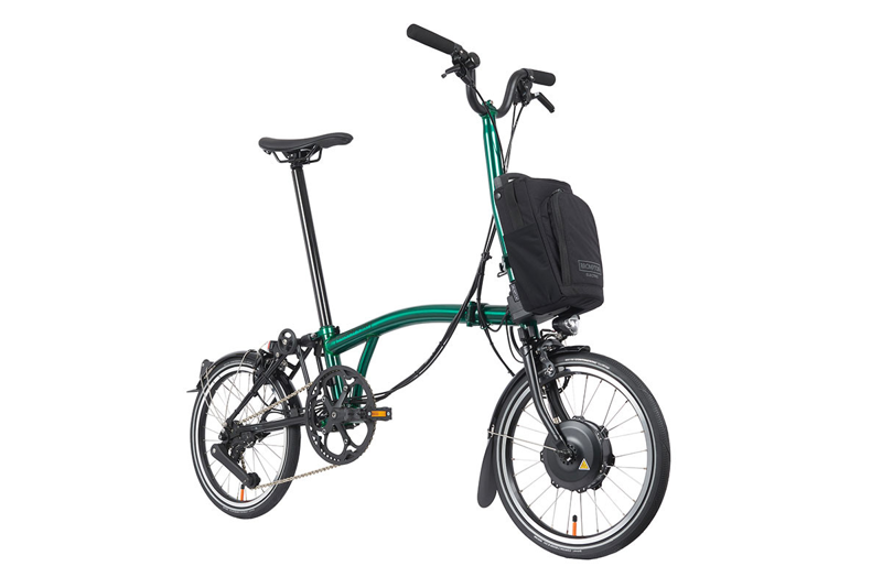 Brompton Electric P-Line Urban High Bar Folding Bike 2023 Emerald Lacquer-1