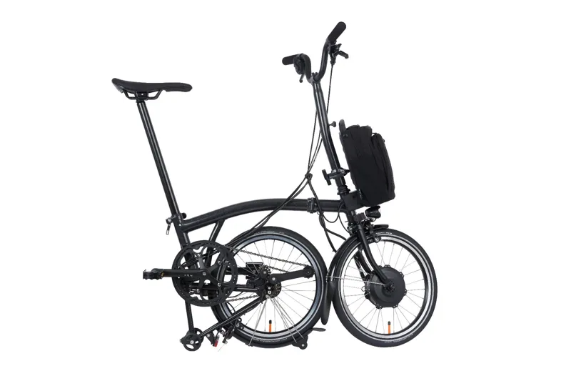 Brompton Electric P-Line Urban High Bar Folding Bike 2023 Midnight Black-2