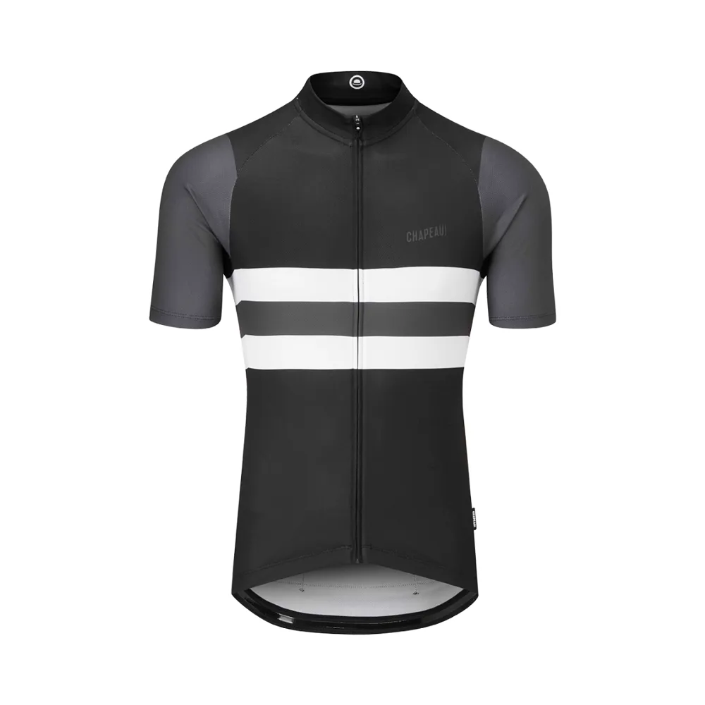 Image of Chapeau Tempo Short Sleeve Road Jersey Block Stripe/Black/Carbon Grey
