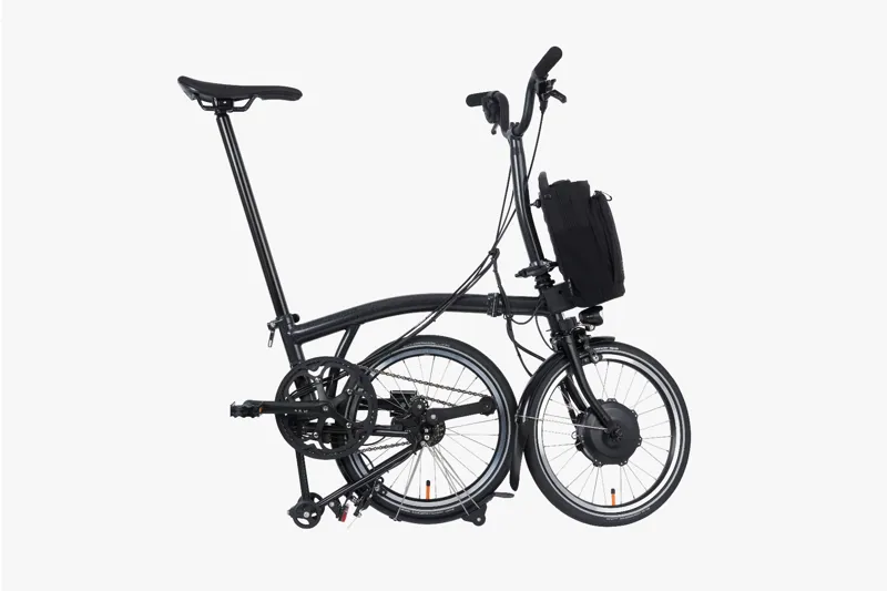 Brompton Electric P-Line Mid Bar Folding Bike 2023 Midnight Black-2